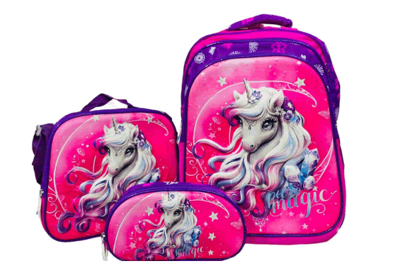 Kit X3 Maleta + Lonchera + Cartuchera Unicornio