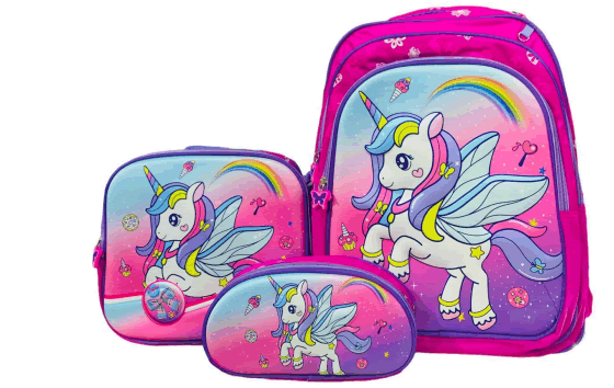 Kit X3 Maleta + Lonchera + Cartuchera Unicornio Nueva Oferta
