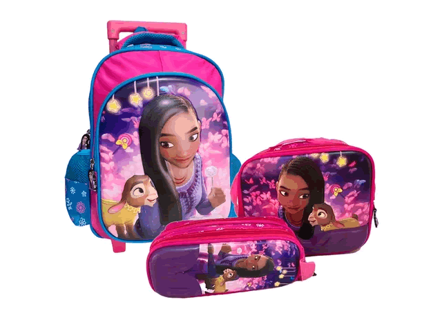 Kit X3 Maleta Ruedas Pequeño + Lonchera + Cartuchera Niñas