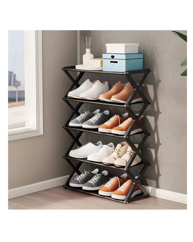 Zapatera Plegable 5 Pisos Rápida Instalación 10 Pares Negra