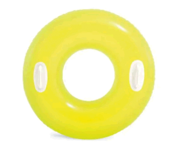 Salvavidas Inflable Llanta Intex Con Agarradera 59258 Color Amarillo