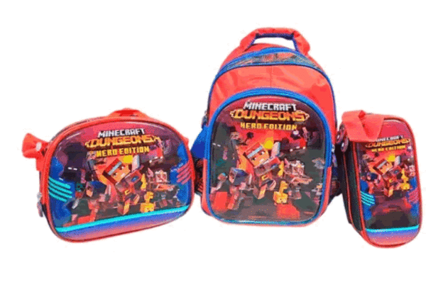 Morral Maleta Bolso  Minecraft Kit X 3 Lonchera Y Cartuchera