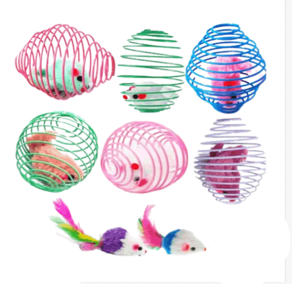 Pelota Con Resorte Y Ratón Para Juguete Antiestrés Nuevo Oferta