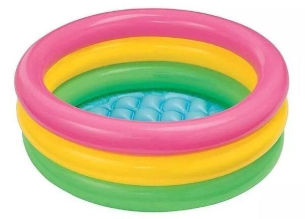 Piscina inflable redonda Intex 57412 de 114cm x 25cm 131L rosa y amarilla y verde