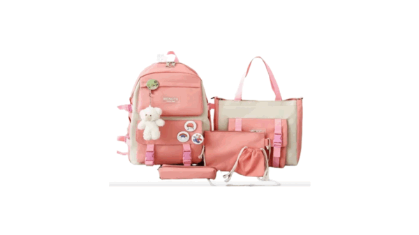 Kit Combo Mochila Escolar Kawaii 4 Piezas Estilo Coreano