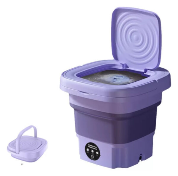 Mini Lavadora Electrica Portátil 8 Litros Viaje Plegable Morada - Imagen 9