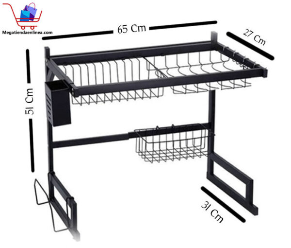 Escurridor y Organizador De Loza 65 Cm En Acero Inoxidable - Imagen 2