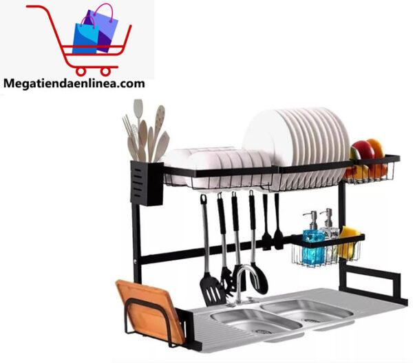 Escurridor y Organizador De Loza 65 Cm En Acero Inoxidable